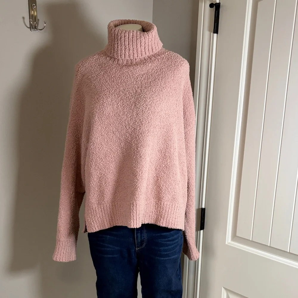 UGG Ylonda Turtleneck Sweater Pink Relaxed Cozy Plush Pullover Lounge Sz M - Picture 2 of 15
